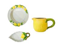 Lemon Plate Set of Three, Round Cup, Leaf Sushi Plate, Practical Ceramic Utensils, Creative Specialty Restaurant Utensils