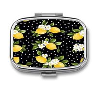 Lemon Polka Dots Flowers Small Pill Organizer with 2 Compartments