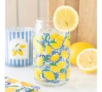Lemon Print Can Shaped Drinking Glass