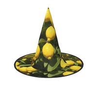 Lemon Print Halloween Cone Witch Hat Cosplay for Wizards Masquerade Halloween Party Accessories.