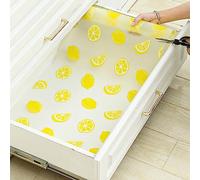 Lemon Print Shelf Liner for Kitchen Cabinets - Non-Adhesive Drawer Liner, Non-Slip Refrigerator Liner, Waterproof Fridge & Pantry Mat - Easy to Cut & Clean