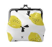 Lemon, PU Leather Coin Purse, Small Wallets, Change Pouch with Kiss Lock Clasp Buckle, Change Purse