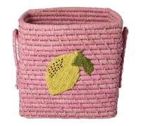 Lemon raffia storage basket Pink S