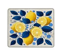 Lemon Round Desk Mouse Pad, Yellow Citrus Fruit Design Stitched Edge Mousepad, Rubber Non-Slip Washable Gaming Mouse Pad for Summer Home and Office Computer, Laptop Square 8x10 Inch