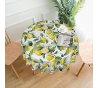 Lemon Round Tablecloth Waterproof Fabric Table Cover Washable 60” Table Cloth for Kitchen Dining Room Party Picnic