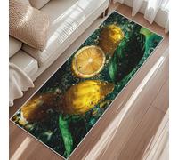 Lemon Runner Rug, Fruit Leaf Water Bubble Kitchen Rug, Non-Slip Washable Carpet Runner Short Pile Carpet For Laundry Hallway 60x223cm