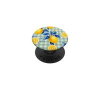 Lemon Sage Green Gingham Aesthetic Cottagecore Preppy Cute PopSockets Adhesive PopGrip