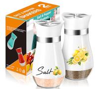 Lemon Salt and Pepper Shakers - 4 oz Glass Set with Stainless Steel Lids
