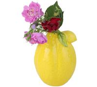 Lemon shaped ceramic vase, originality fruit style handmade vase, modern art ceramic home décor, suitable for desktop, home or office (lemon)