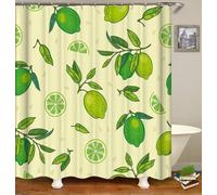 Lemon Shower Curtain, 3D Effect Bathroom Curtains Lemons 200x200 cm Quick-Drying Mildew Resistant Fabric Waterproof Machine Washable Bath Curtain with Hooks U118
