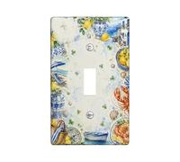 Lemon Single Light Switch Cover Plate, Coastal Rustic Shell Boat Summer Blue Plastic Standard Size Wall Switch Plates Accents for Bedroom Bathroom Kitchen Entrance Decor (Single)