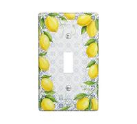Lemon Single Light Switch Cover Plate, Summer Fresh Leaf Flower Summer Yellow Plastic Standard Size Wall Switch Plates Accents for Home Living Room Bedroom Bathroom Decor (Single)