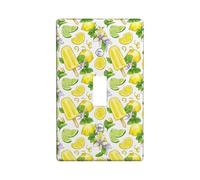 Lemon Single Light Switch Cover Plate, Summer Playful Popsicle Lime Summer Yellow Plastic Standard Size Wall Switch Plates Accents for Home Living Room Bedroom Bathroom Decor (Single)