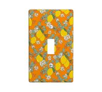 Lemon Single Light Switch Cover Plate, Tropical Floral Flower Leaf Summer Orange Plastic Standard Size Decorative Wall Plates for Home Living Room New Apartment Decor (Single)