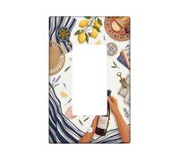 Lemon Single Rocker Light Switch Cover, Mediterranean Casual Olives Lavender Summer Yellow Plastic Standard Size Accents Wall Switch Plates for New Apartment Home Bedroom Office Decor