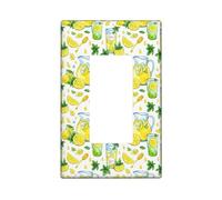 Lemon Single Rocker Light Switch Cover, Summer Fresh Pitcher Mint Summer Yellow Plastic Standard Size Accents Wall Switch Plates for Living Room Bedroom Home Office Decor