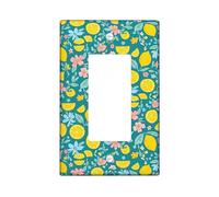 Lemon Single Rocker Light Switch Cover, Summer Tropical Flower Leaf Summer Yellow Plastic Standard Size Accents Wall Switch Plates for New Apartment Home Bedroom Office Decor