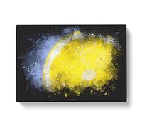 Lemon Slice Paint Splash Modern Art Canvas Wall Art Print Ready to Hang, Framed Picture for Living Room Bedroom Home Office Décor, 50x35 cm (20x14 Inch)