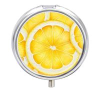 Lemon Slice Pattern Pill Box, 3 Compartment Small Pill Case Waterproof Travel Pill Organizer for Pocket Or Purse Portable Mini Medicine Tablet Vitamin Holder Pill Case