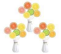 Lemon Slices Centerpieces Sticks - Citrus Lemonade Party Centerpiece Sticks,Lemonade Baby Shower Birthday Party Table Toppers - Citrus Lime Summer Fruit Party Supplies -Set of 18