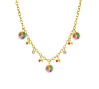 Lemon Slices Pendant Necklace for Women Sweet Colorful Fruit Rhinestone Charm Choker Necklaces Adjustable Stainless Steel Link Chains Fashion Jewelry