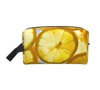 Lemon Slices Print Portable Travel Toiletry Storage Bag Large Capacity 600D Polyester Cosmetic Storage Bag