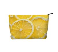 Lemon slices Women's corduroy cosmetic bag, portable zipper hand-held wallet, suitable for travel and daily storage of cosmetics,
