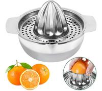 Lemon Squeezer Stainless Steel Hand Press, Dishwasher Safe Juicer for Lemons, Limes, Oranges and Grapefruit with 400 ml Container, Rustproof Professional Quality Citrus Juicer, Manual Lemon Squeezer