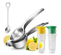 Lemon Squeezers 4-Piece Set, Manual Citrus Juicer for Kitchen and Bar Use, Stainless Steel Lemon Squeezer Press with Efficient Design, Suitable for Lime Orange and Various Fruits