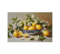 Lemon Still Life Wall Art Canvas Poster, Vintage Rustic Farmhouse Kitchen Decor Artwork, Ideal for Dining Room Living Room Bedroom Entryway Hallway Cottage Home Decor 08x12inch(20x30cm)