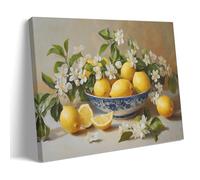 Lemon Still Life Wall Art Canvas Poster, Vintage Rustic Farmhouse Kitchen Decor Artwork, Ideal for Dining Room Living Room Bedroom Entryway Hallway Cottage Home Decor 08x12inch(20x30cm)