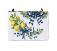 Lemon Stove Top Cover for Electric Stove, Summer Floral Blueberry Bow Summer Yellow Pu Surface Electric Top Cover Protector Rv Kitchen Decor 28x20 Inch