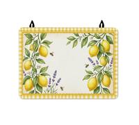 Lemon Stove Top Cover for Electric Stove, Summer Rustic Bee Lavender Summer Yellow Washable Waterproof Rv Cover for Small Kitchen Spaces Cabin Kitchen Decor 28x20 Inch