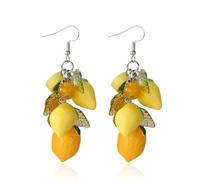 Lemon Strawberry Grape Earrings for Women 3D Lemon Earrings Fruit Earring Dangle Halloween Lemons Costume Outfits Lemons Accessories Jewelry Gifts, Metal, No Gemstone