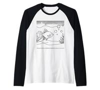 Lemon Tetra Line Art Aquarist Raglan Baseball Tee