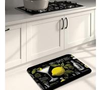 Lemon Themed Kitchen Mats for Floor, Vibrant Citrus Graphic Cushioned Comfort Washable Non Slip Decor Rugs for Kitchen Sinks Laundries Bathrooms 20x31 Inch