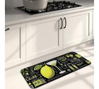 Lemon Themed Kitchen Mats for Floor, Vibrant Citrus Graphic Cushioned Comfort Washable Non Slip Decor Rugs for Kitchen Sinks Laundries Bathrooms 16x47 Inch