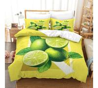 Lemon Three-dimensional Printing Bedding Bedding Ensemble Lemon Quilt Cover Ultra-fine Fiber Pillow Slip Included Plush And Low-maintenance Single(140x200cm)