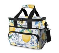 Lemon Tile Blue Limon Cooler Bag Thermal Insulated Picnic Lunch Bag Box Large Cool Bag for Beach Picnic Camping Travel Men Women