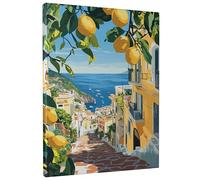 Lemon Tree Canvas Wall Art, Bright Yellow Citrus Fruit Poster Prints, Mediterranean Style Home Aesthetic Decor For Living Room, Kitchen, Dining Room, Unframed 12x16 Inch