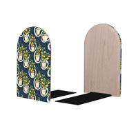 Lemon Tree Print BookEnds 1 Pair, Decorative Bookends for Heavy Books, Wood Book Ends for Shelves, Book Organizer for Home Desk Office Supplies