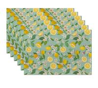 Lemon Tropical Fruit Leaves Flowers Placemats Set of 6,Table Mats Non-Slip Heat Resistant Washable Placemat for Party Kitchen Dining Table Decoration Indoor Outdoor