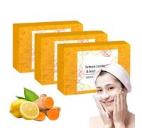Lemon Turmeric Kojic Acid Cleansing Soap,Appearance of body dark spots,Improve dark spots on the inner thighs,Smooth Skin,Faded Brightening Cleansing Bar,brightening Soap For Face And Body (3PCS)