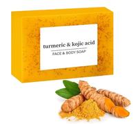 Lemon Turmeric Kojic Acid Soap, Turmeric Soap Bar Face Soap Solid Face Soap Turmeric Brightening Soap Turmeric Brightening Soap for Face and Body with a Foam Net (B)