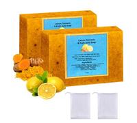 Lemon Turmeric Soap 2PCS - Kojic Acid Soap -Brightening, Blemish Control for Acne - Hyperpigmentation Treatment, Dark Spot Solution for Prone Skin-Safe for Face & Body,Radiant, Smooth Skin Naturally
