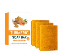 Lemon Turmeric Soap Piece - Organic Whitening Soap for Face and Body - Honey Soap with Anti-Acne Benefits - Cleaning Stick for All Skin Types - Sensitive Skin Safe, Radiant Skin (3 Pieces)