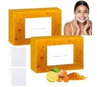 Lemon Turmeric Soap,Turmeric Soap For Face And Body,Natural Organic Turmeric Face and Body Wash Soap Bar,For All Skin Types (2pcs)