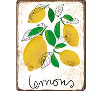 Lemon Wall Art Print Yellow Kitchen Art Citrus Print Fruits Lemon Illustration Lemon Wall Decor Retro Farm Country Cottage Home Restaurant Garage Cafe Tin Sign A Gift For Easter 8"x12"