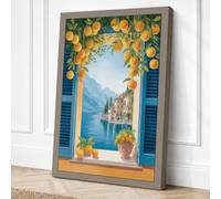 Lemon Window to Alpine Castle Canvas Wall Art Print 18x12 Inch | Ready to Hang, Gallery Wrapped, Fade-Resistant Inks, Securely Packaged, UK Made