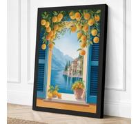Lemon Window to Alpine Castle Canvas Wall Art Print 24x16 Inch (61 x 41 cm)